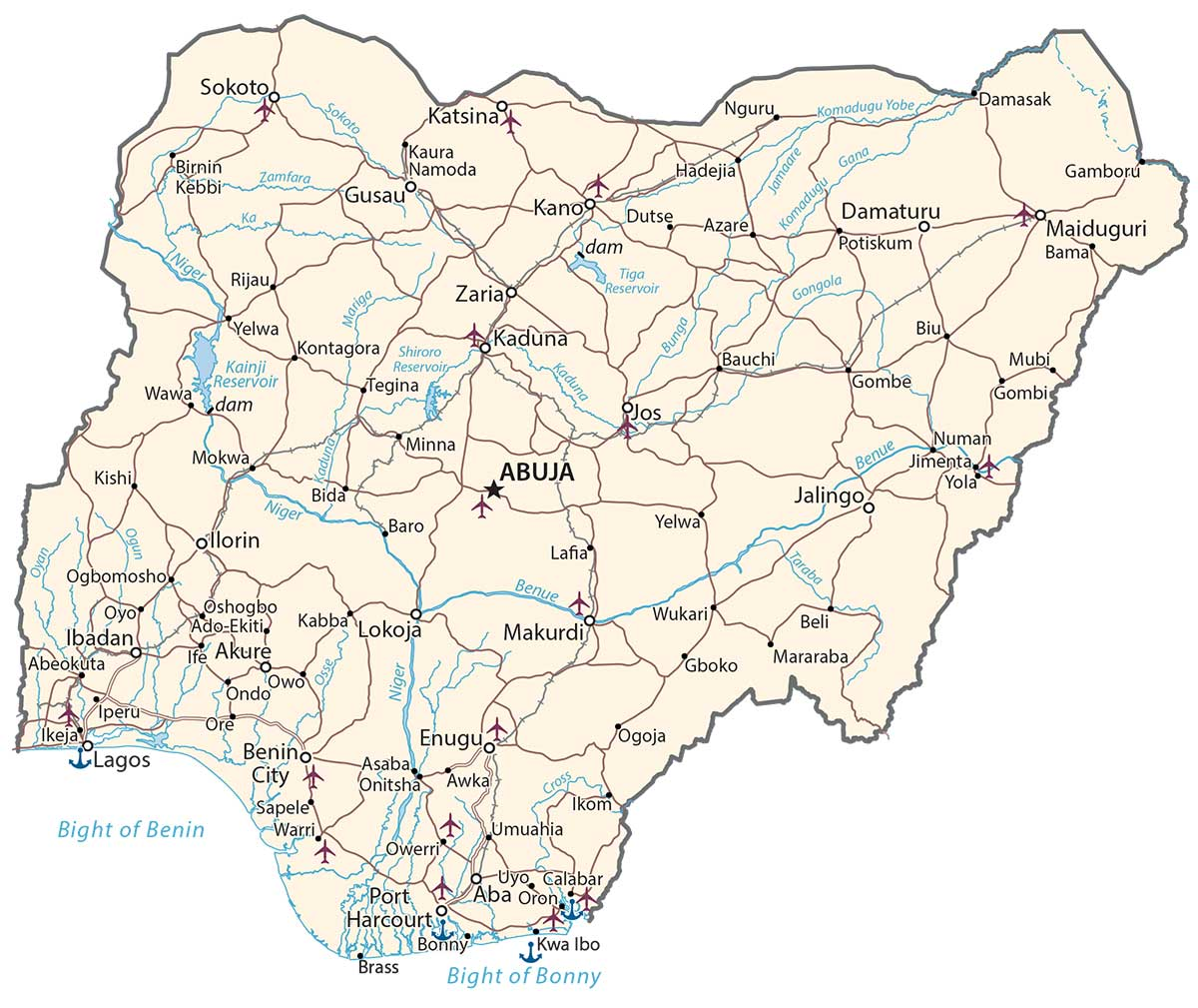 Map of Nigeria showing GoCOM service coverage